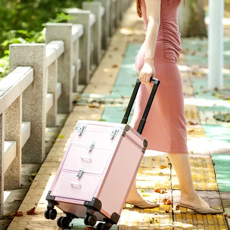 Beauty Makeup Trolley - 1pc Aluminum Alloy Professional Makeup Box